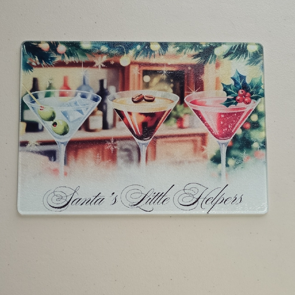 🆕️ Santa's Little Helpers Glass Cutting Board